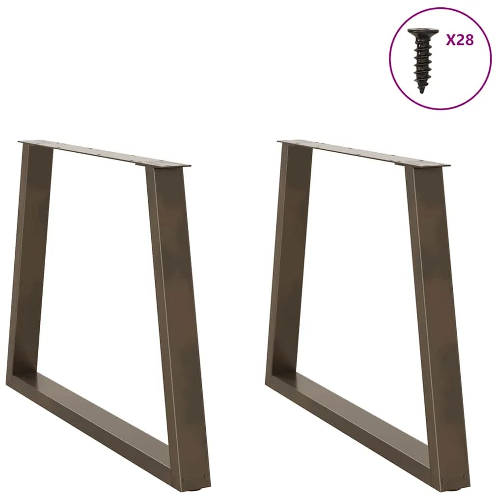 Pés para mesa de jantar em formato de V, 2 peças, aço natural, 90x(72-