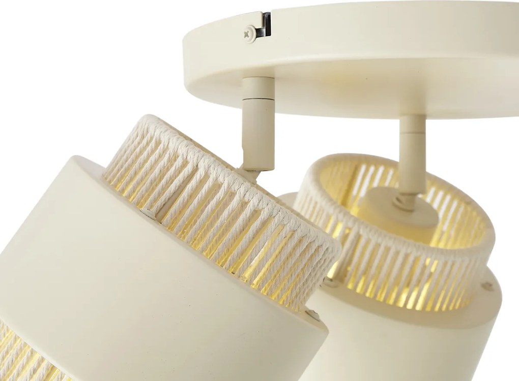Foco de teto moderno bege com dourado 3 luzes giratório e inclinável - Kora