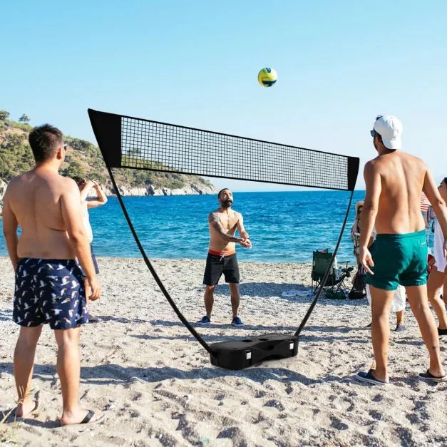 Conjunto portátil de badminton para crianças com 2 raquetes 2 penas Estrutura em PVC, baliza de futebol e rede de pátio 270 x 33,5 x 160 cm Preto