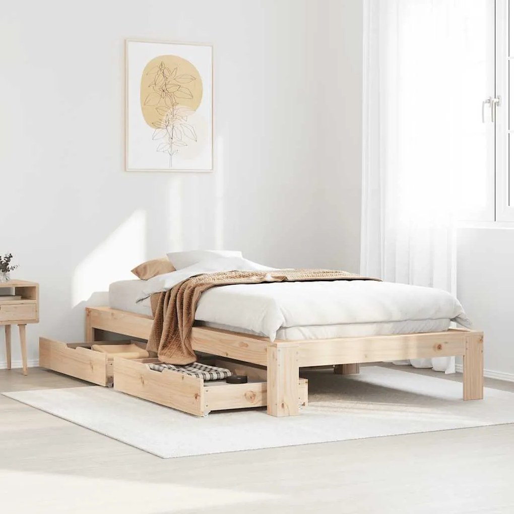 vidaXL Cama sem colchão 100x200 cm madeira de pinho maciça