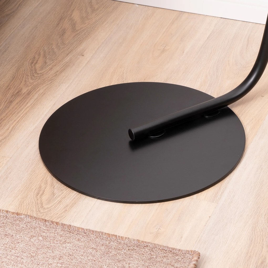 HOMCOM Candeeiro de Pé em Forma de Arco com Ecrã Suspenso de Tecido Suporte para Lâmpada E27 Máx. 40W e Interruptor de Pé Candeeiro de Pé Moderno para Sala de Estar Dormitório 143x40x182cm Preto
