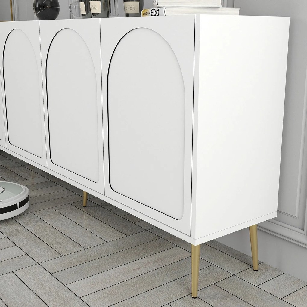 Console Lyon – Branco/Dourado – 180 cm x 80 cm x 35 cm