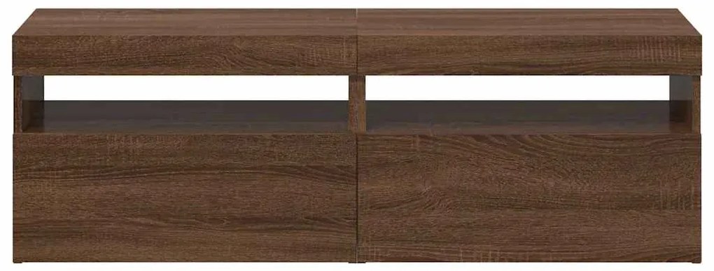 Móveis de TV 2 pcs com luzes LED 60x35x40 cm carvalho castanho