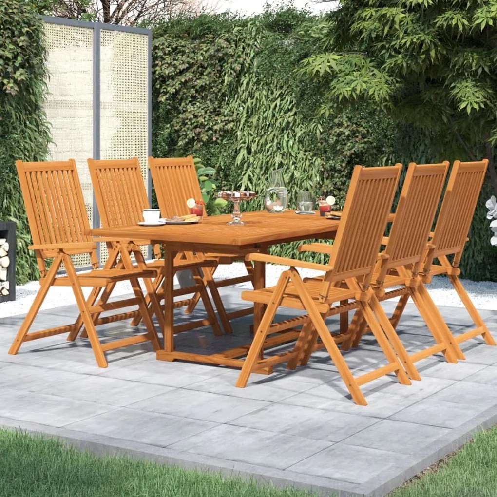 vidaXL 7 pcs conjunto de jantar para jardim madeira de acácia maciça