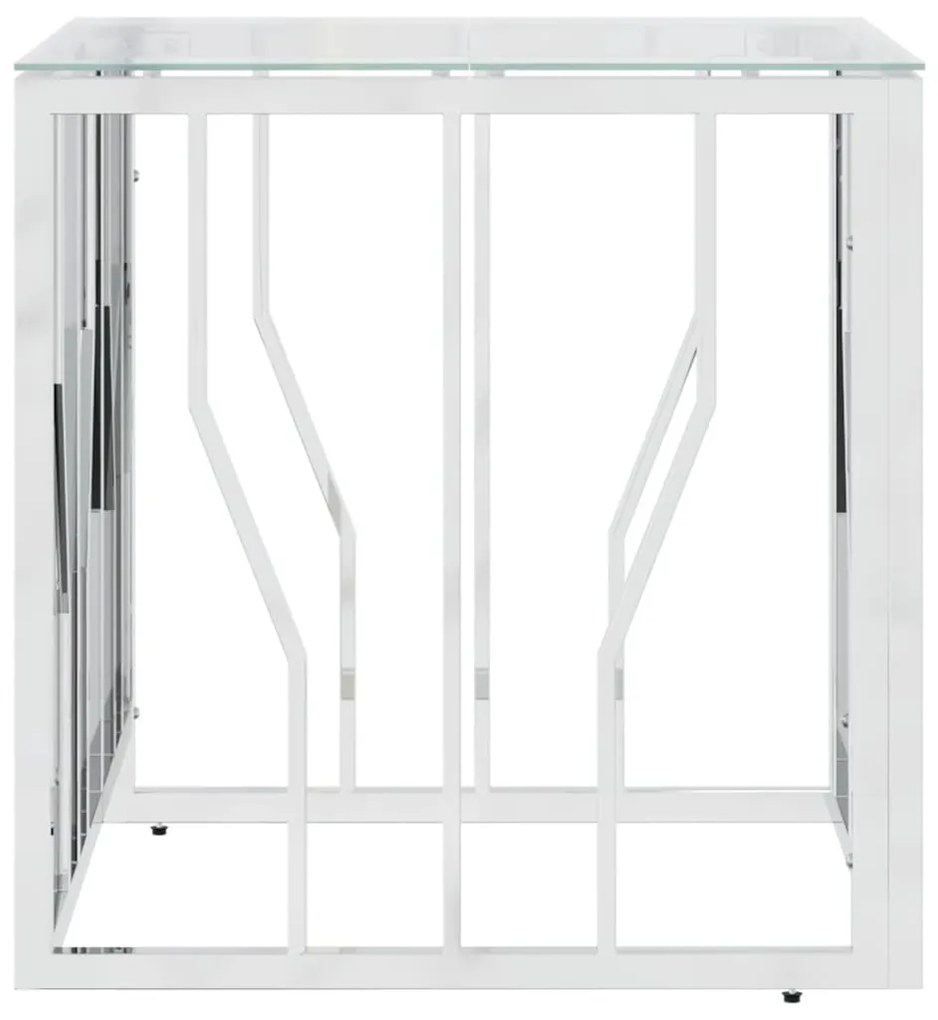 Mesa de centro 50x50x50 cm aço inoxidável e vidro prateado