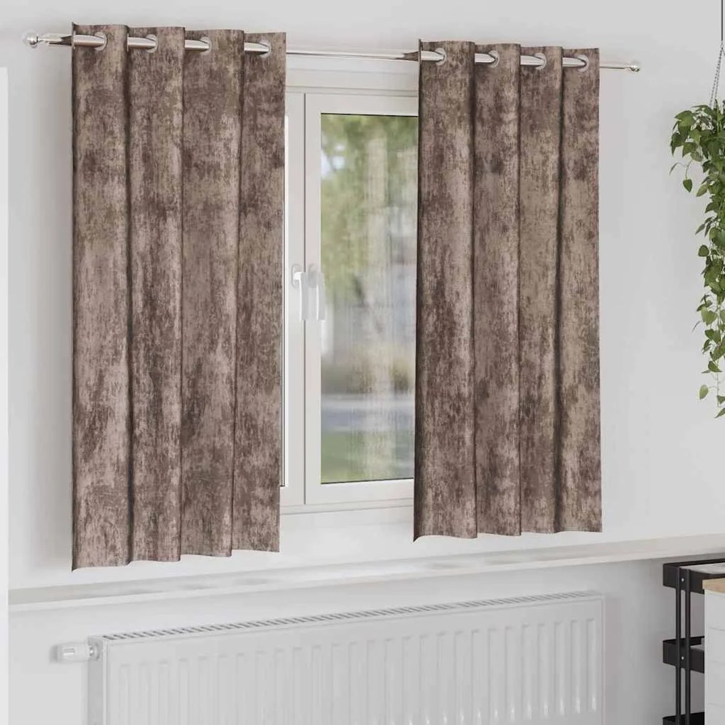 vidaXL Cortinas de Veludo 2 peças com Ilhós Cappuccino 140x175 cm
