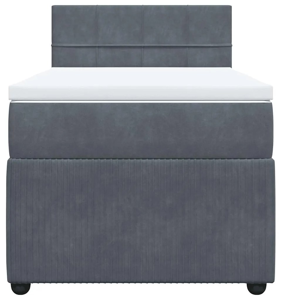 Cama com molas/colchão 90x200 cm veludo cinza-escuro