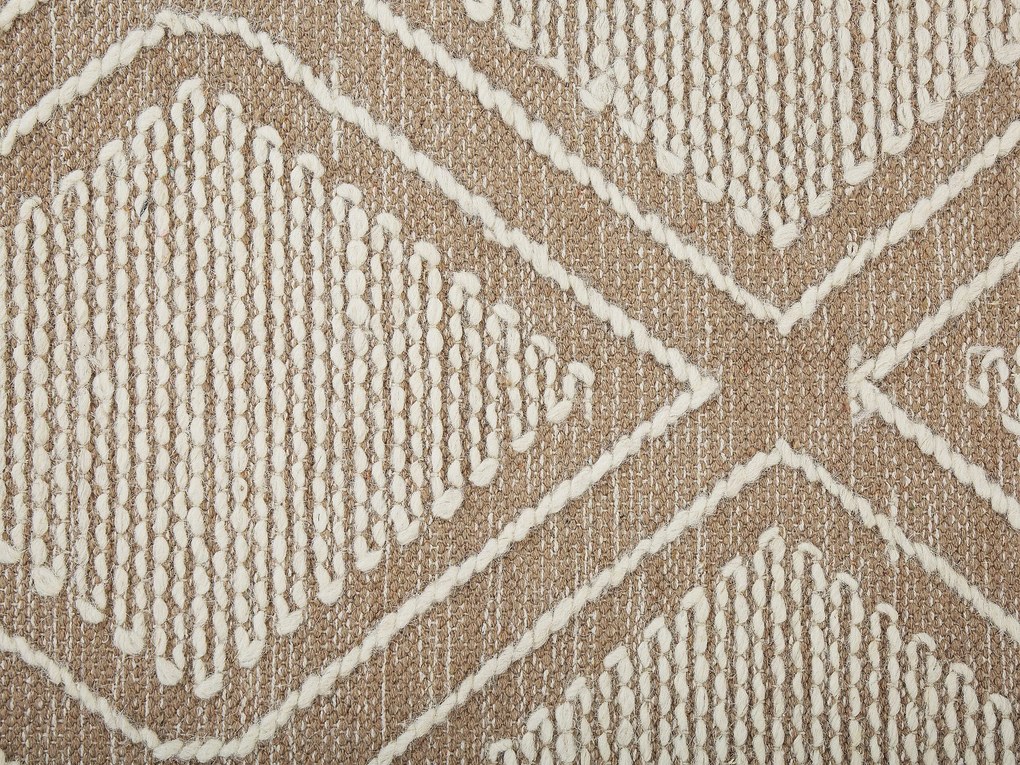 Tapete de algodão creme e branco 140 x 200 cm KACEM Beliani