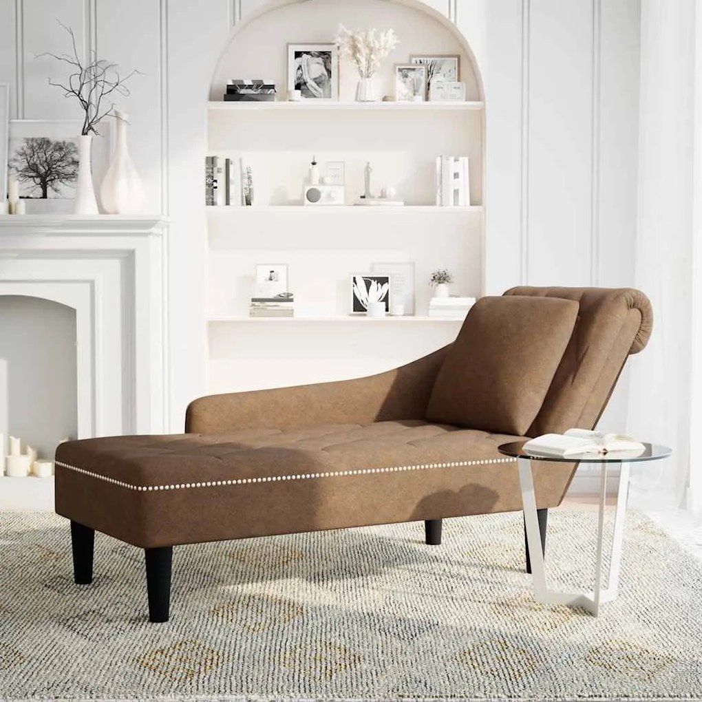Chaise lounge c/ almofada/apoio braços direito couro artificial