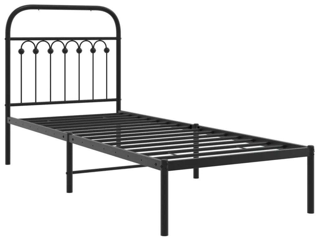 Estrutura de cama com cabeceira 80x200 cm metal preto