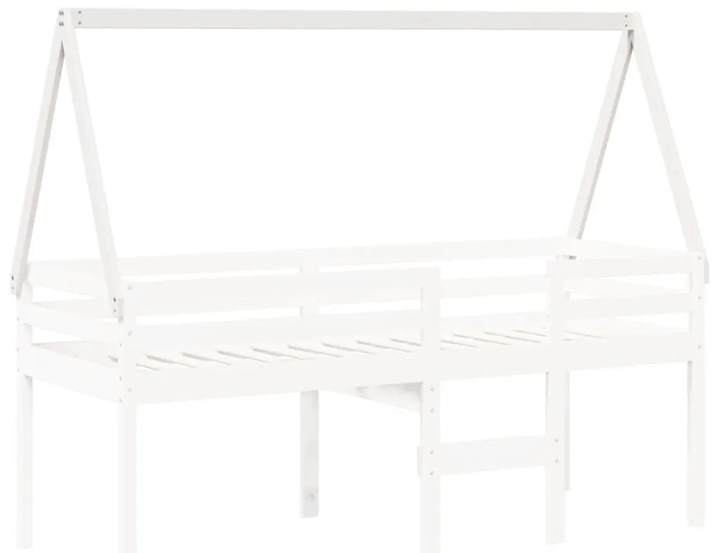 Telhado de cama infantil 203x80,5x142 cm pinho maciço branco