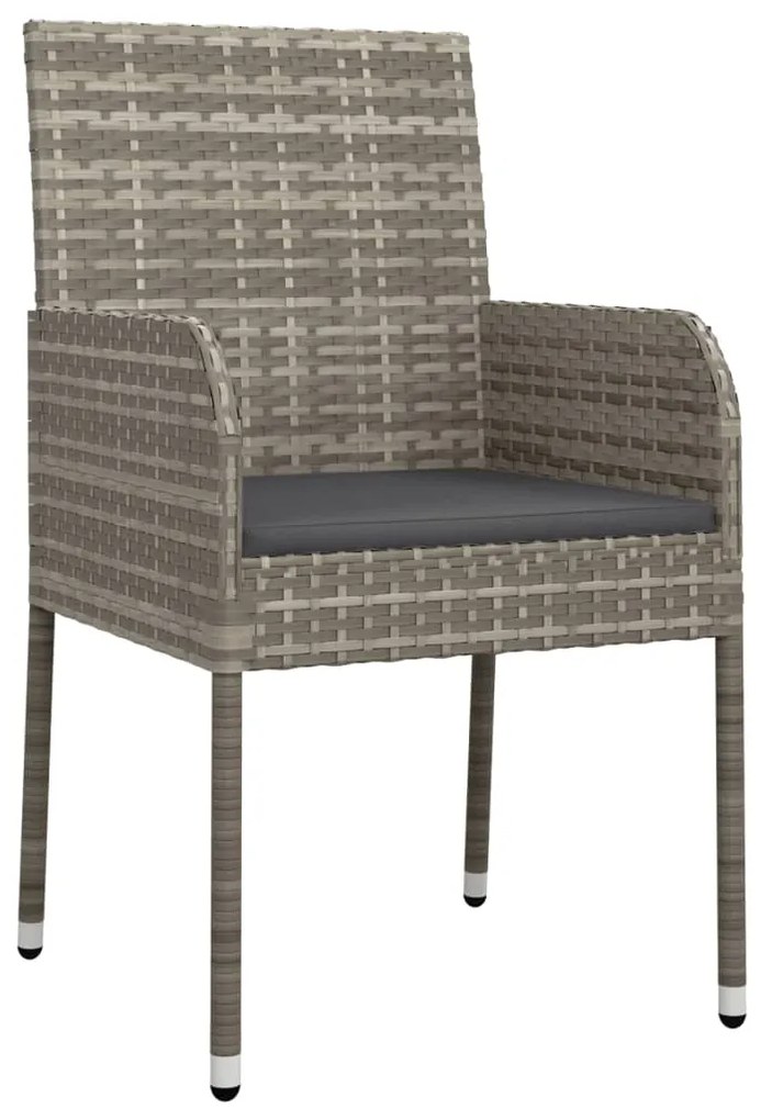 11 pcs conjunto jantar jardim c/ almofadões vime PE preto/cinza