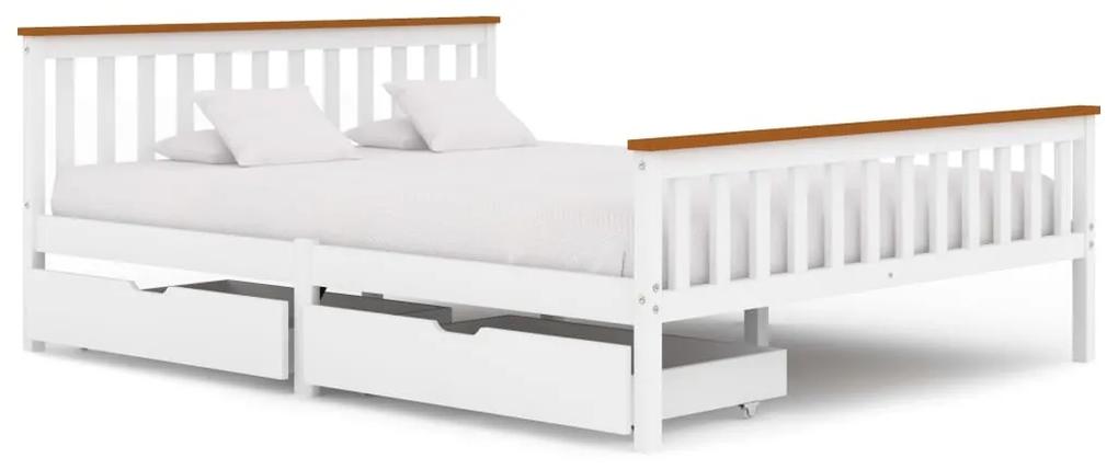 Estrutura de cama com 2 gavetas 160x200 cm pinho maciço branco