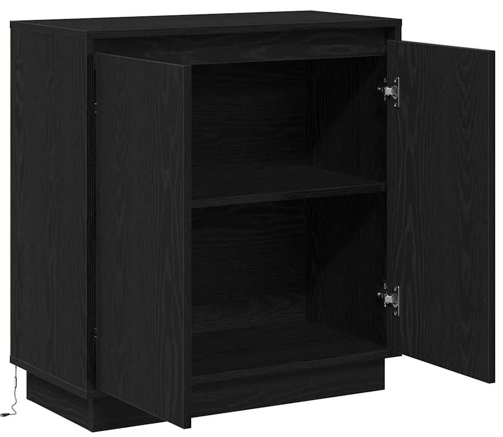 Aparador vidaXL com LED em Carvalho Preto 71x34,5x75 cm em Madeira Eng