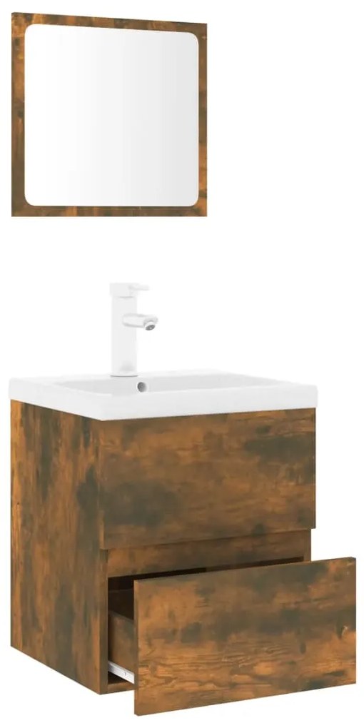Conjunto de móveis casa de banho derivados madeira cor fumado