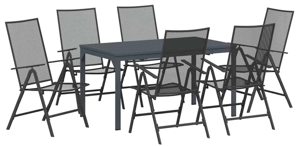 Conjunto de Jantar para Jardim 7 pcs Antracite Tamanho padrão