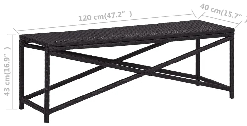 Banco de jardim 120 cm vime PE preto