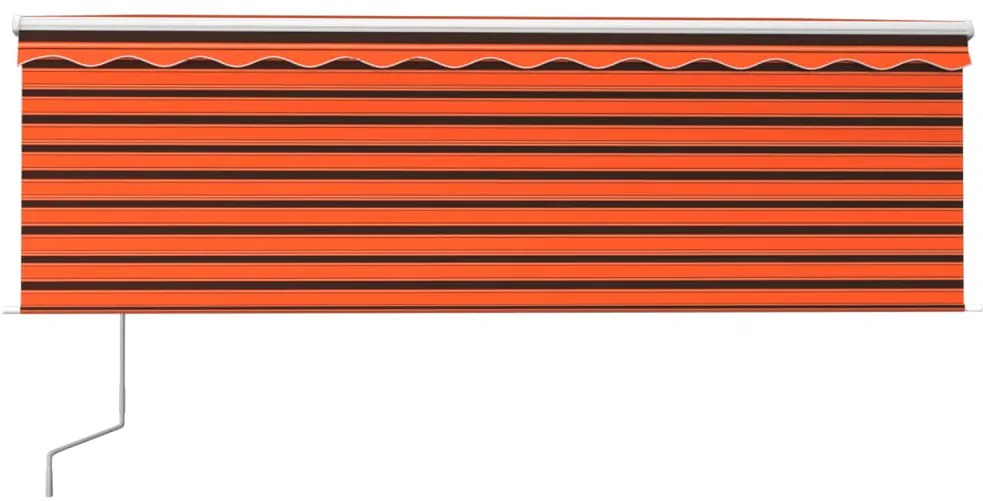 Toldo autom. LED e sensor de vento 4,5x3 m laranja e castanho