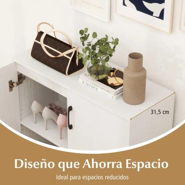 Armário de arrumação moderno de 2 portas com estante ajustável de 5 posições 80 x 31,5 x 82 cm Branco