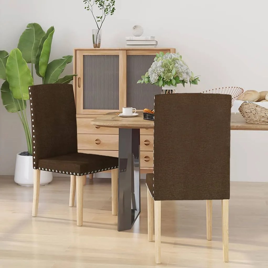 vidaXL Cadeiras de jantar 2 pcs tecido castanho