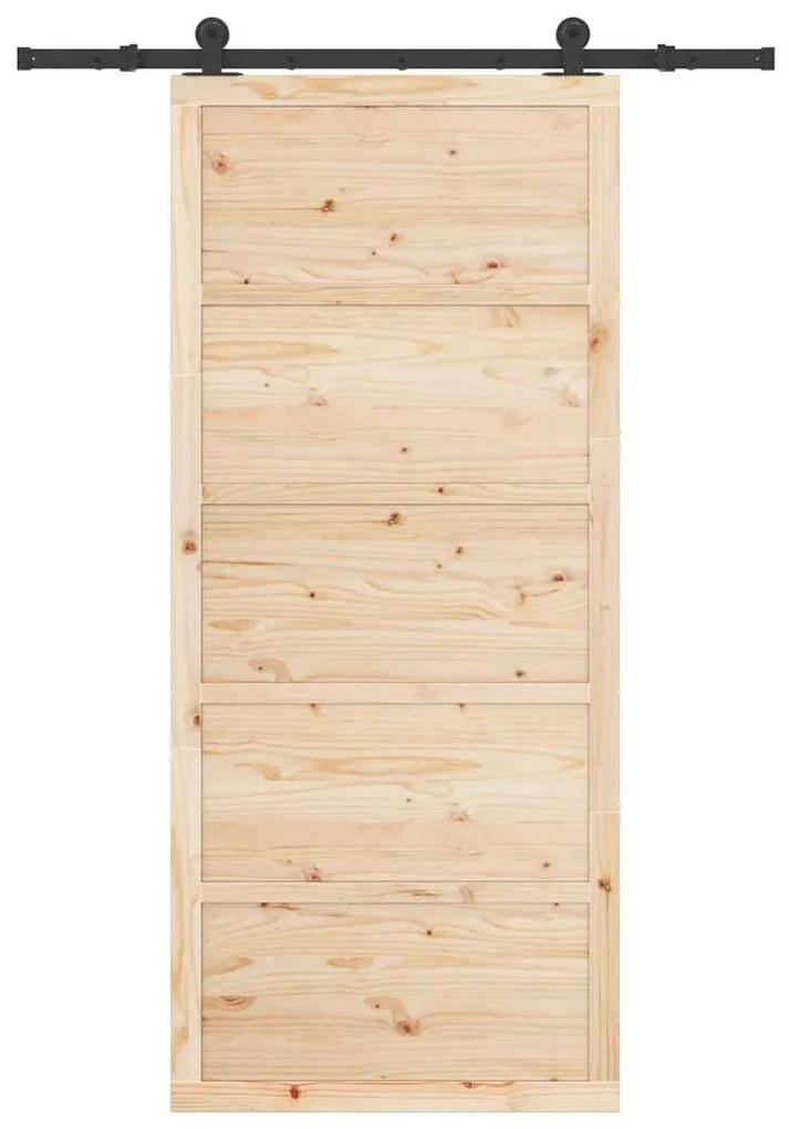 Porta Deslizante Castanho 80 x 208 cm Madeira de pinho maciça