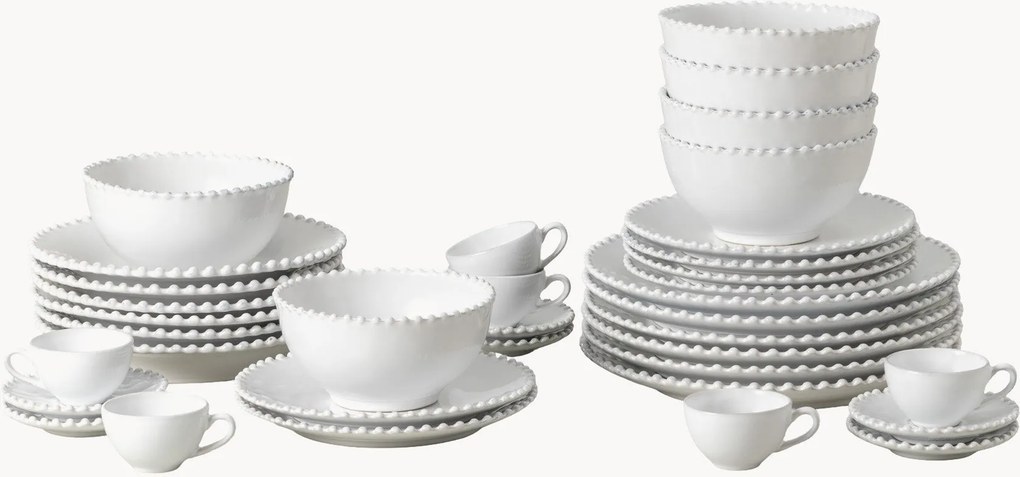 Conjunto de loiça com relevo Pearl, 6 pessoas, conjunto de 36
