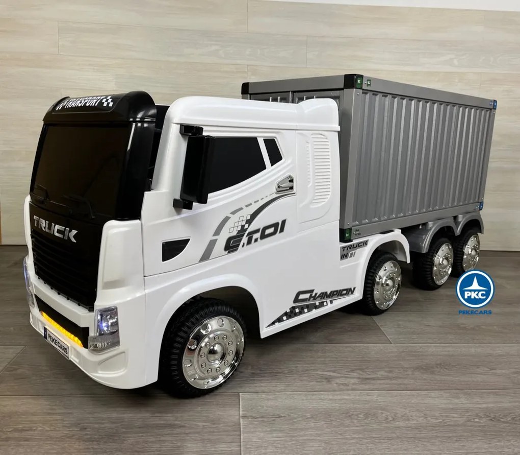 Carro eletrico crianças Camião Elétrico Infantil com Reboque 12V 2.4G Branco