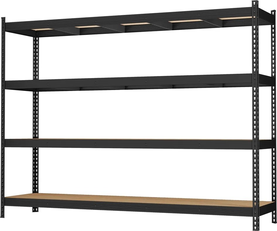 Estante de chão com 4 prateleiras, 60 x 200 x 183 cm, garagem, arrumos Preta