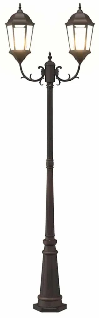 Poste de Luz de Jardim 2-Lâmpada E27 Bronze 235 cm Alumínio