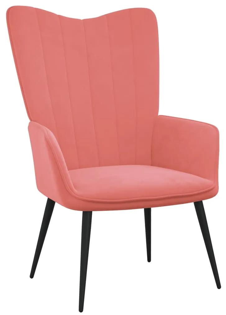 327681 vidaXL Cadeira de descanso veludo rosa