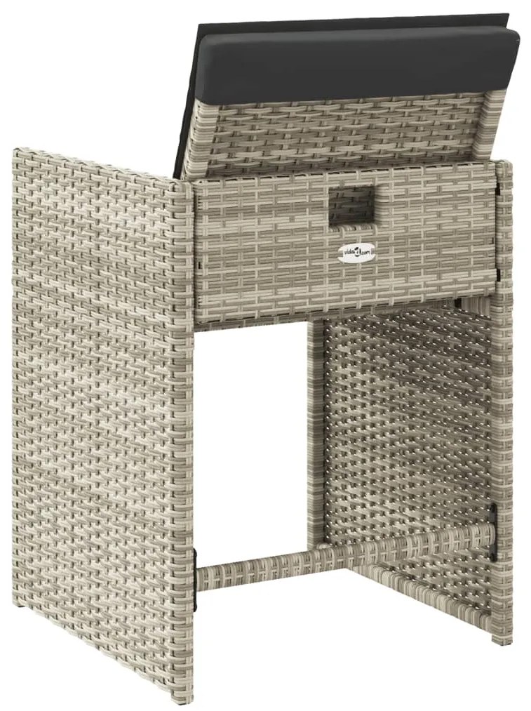 Cadeiras de jardim com almofadões 4 pcs vime PE cinzento-claro