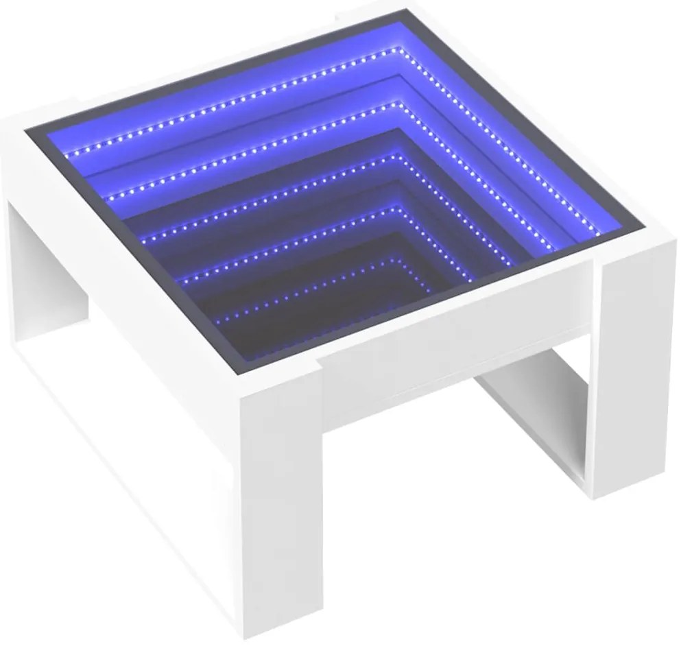 Mesa de centro luzes LED Infinity 50x53x30 cm branco