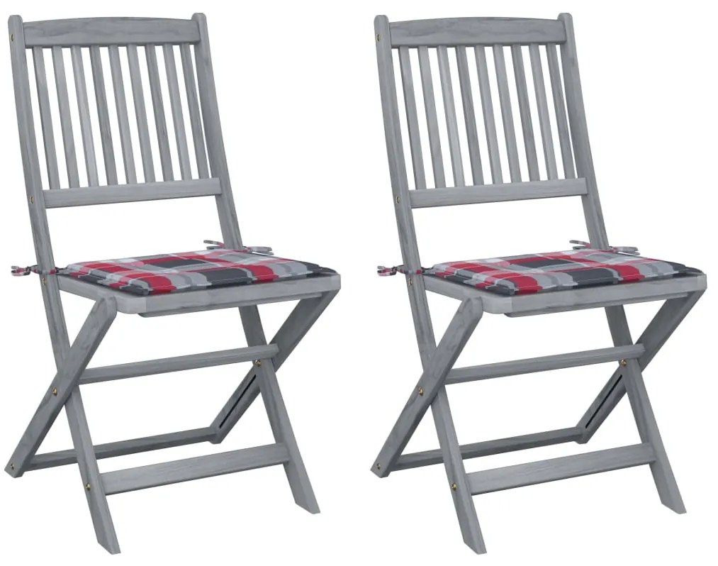 vidaXL Cadeiras exterior dobráveis c/ almofadões 2 pcs acácia maciça