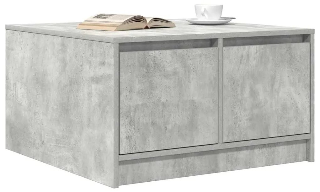 Mesa de centro com gavetas 70,5x70x40 cm cinzento-cimento