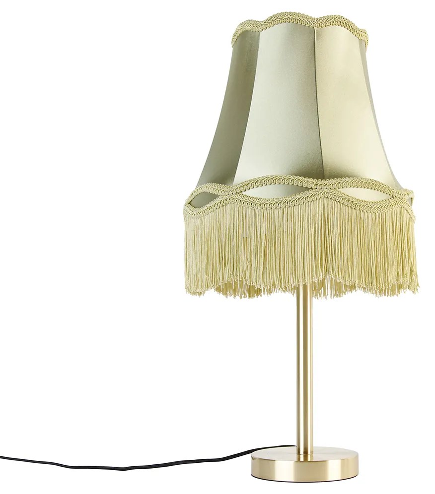 Candeeiro de mesa clássico latão com cúpula verde Granny 30 cm - Simplo Clássico / Antigo