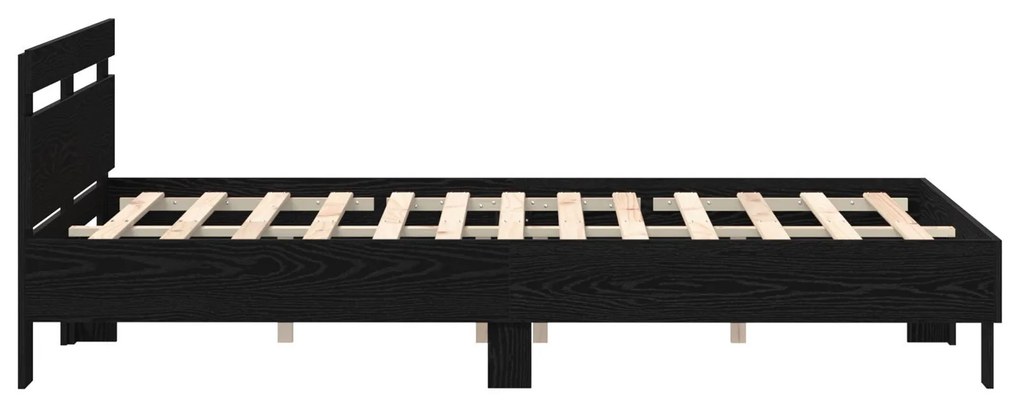Estrutura de Cama Preta Carvalho Preto Madeira 140 x 190 cm