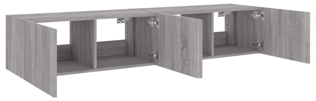 Móveis de parede para TV com luzes LED 2 pcs cinzento sonoma