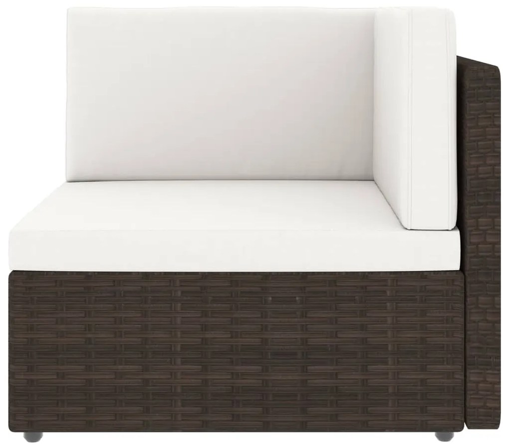 8 pcs conjunto lounge p/ jardim c/ almofadões vime PE castanho