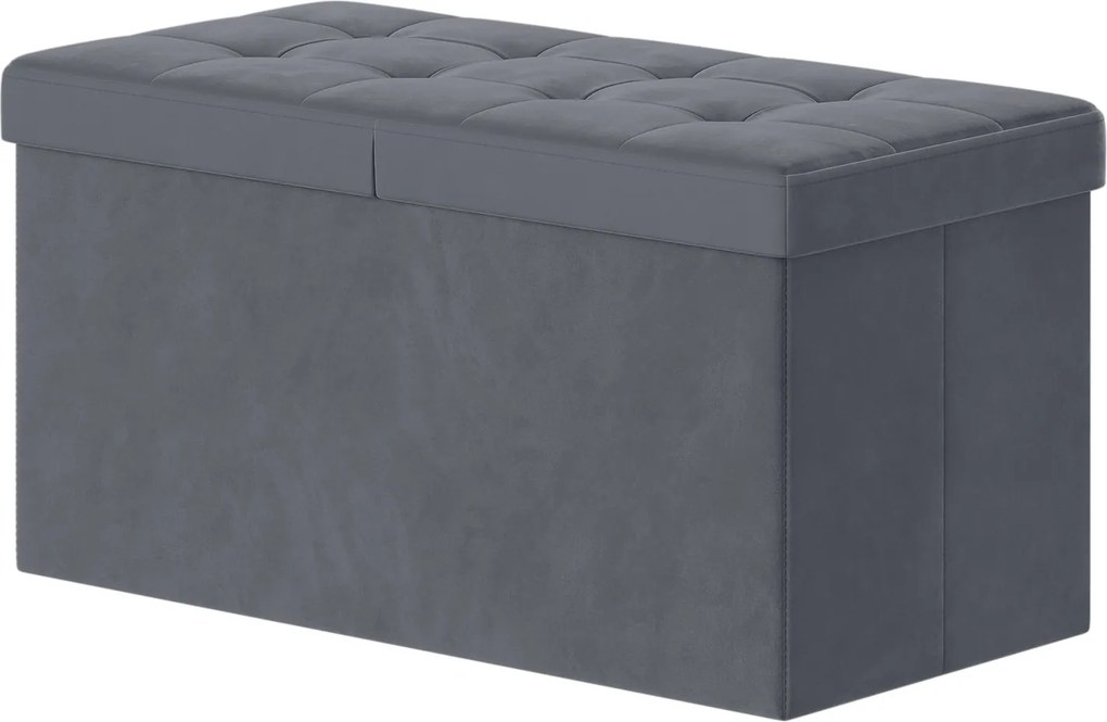 Banco com tampa, 38 x 76 x 38 cm com espaço de arrumação, para a entrada cinzento