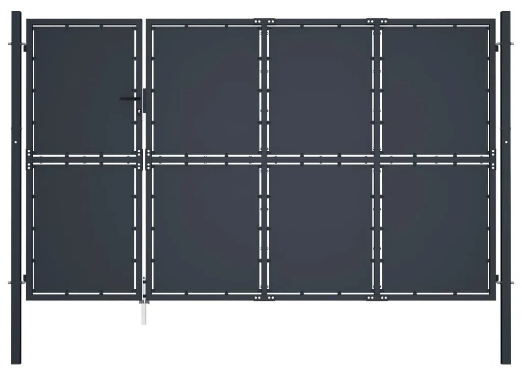vidaXL Portão de jardim em aço 350x150 cm antracite