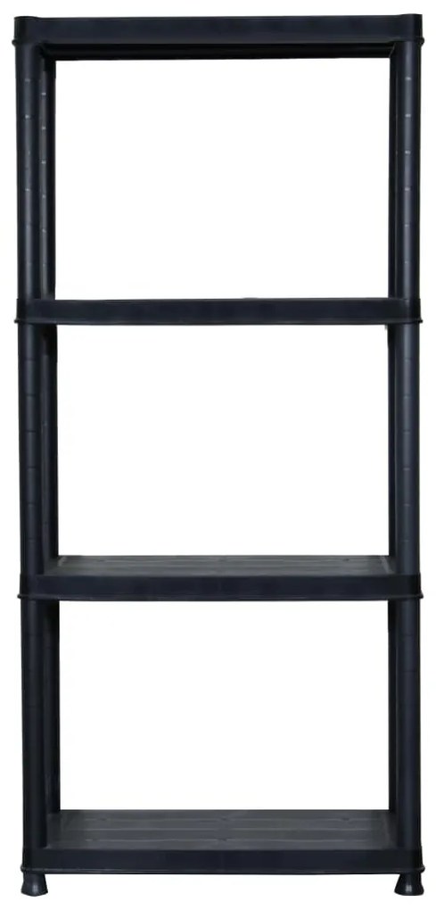 Unidade com 4 prateleiras 61x30,5x130 cm plástico preto