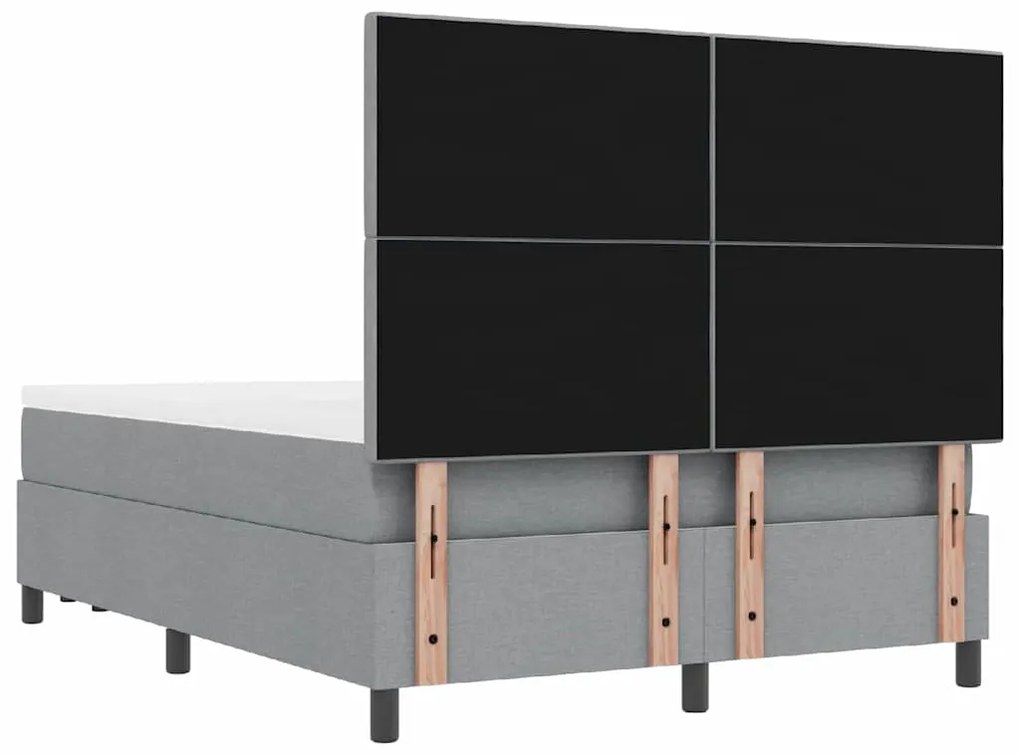 Cama Box com Colchão e Banco Cinza Claro 160x200 cm Tecido