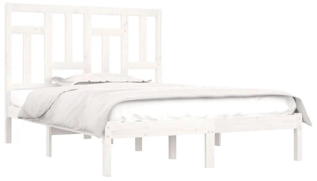 Cama sem colchão 150x200 cm madeira de pinho maciça branco