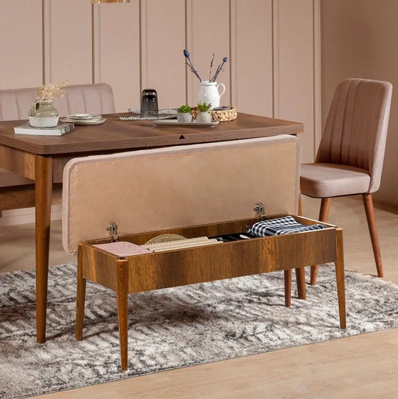 Bench Vina – Walnut Stone – 110 cm x 48 cm x 40 cm