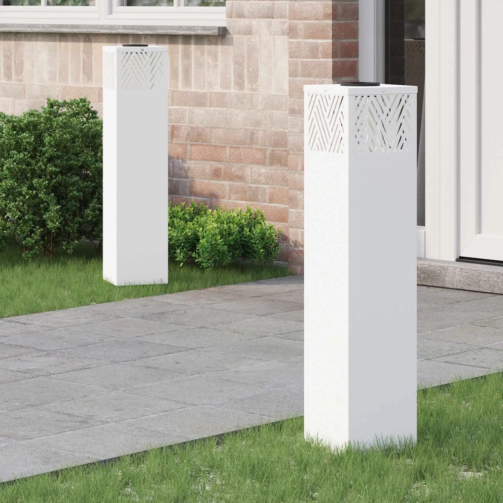 vidaXL Luz Solar LED de Caminho 2 pcs Branco Aço Laminado a Frio