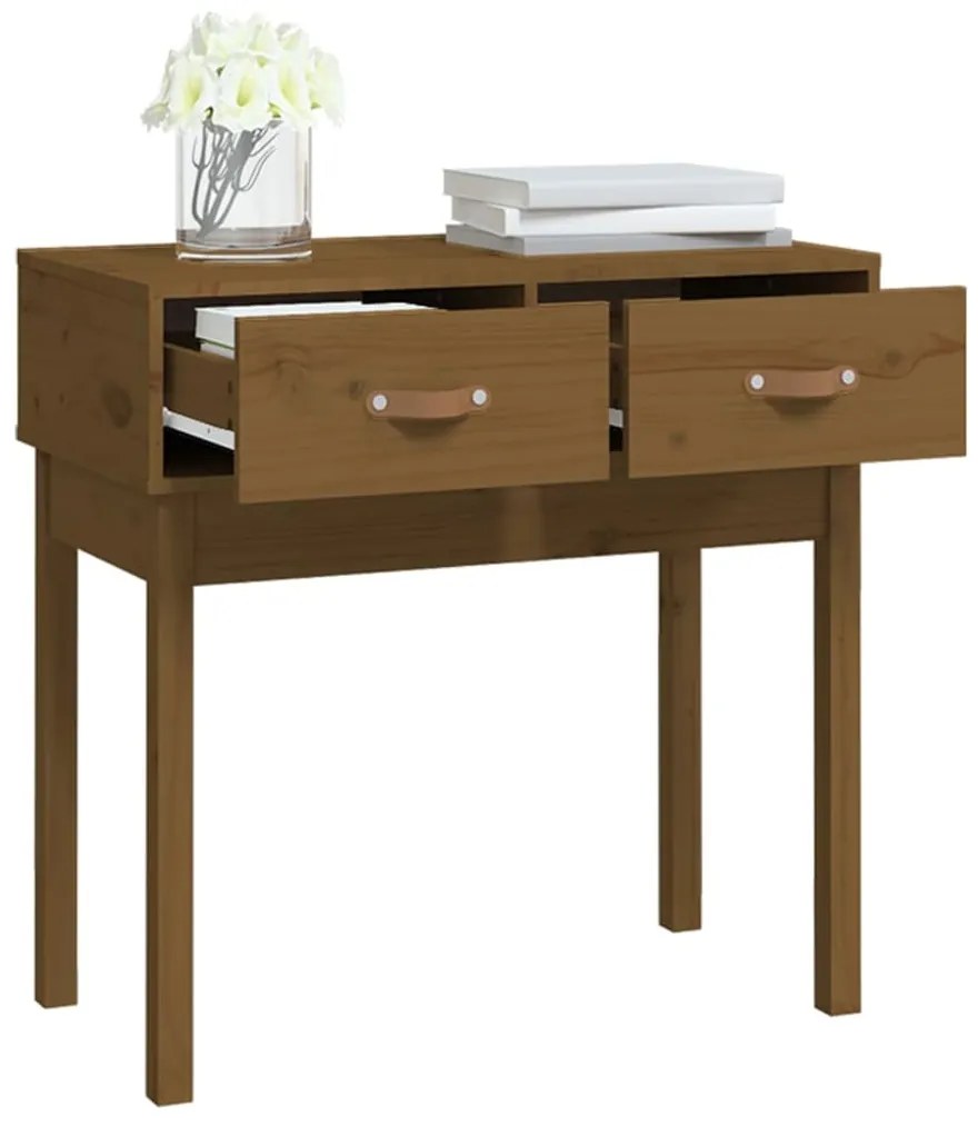 Mesa consola 76,5x40x75 cm madeira de pinho maciça castanho mel