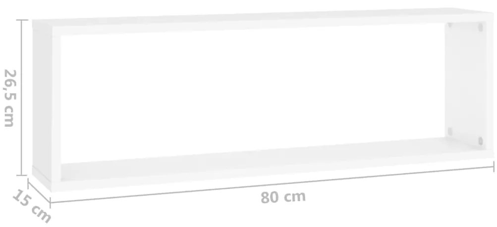 Estantes parede cúbicas 4pcs deriv. madeira 80x15x26,5cm branco