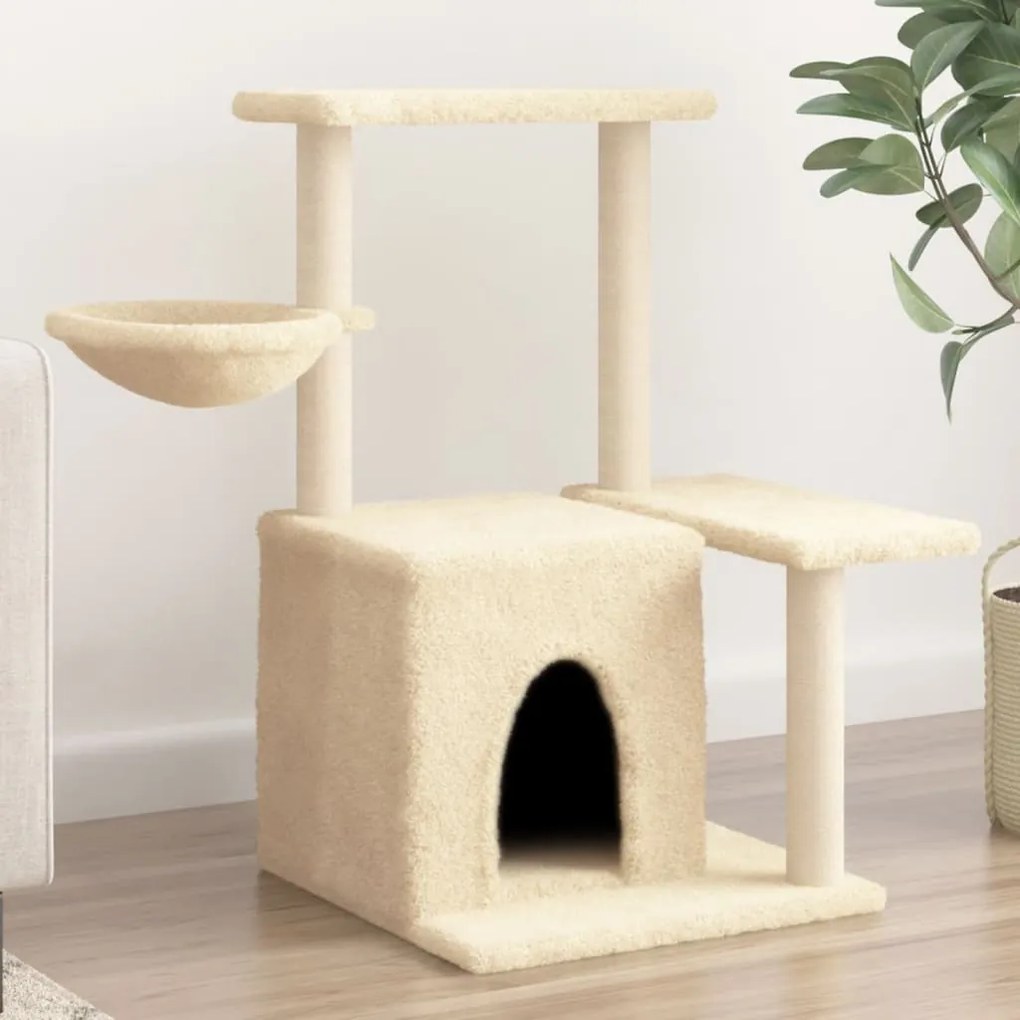 Árvore para gatos c/ postes arranhadores sisal 83 cm cor creme