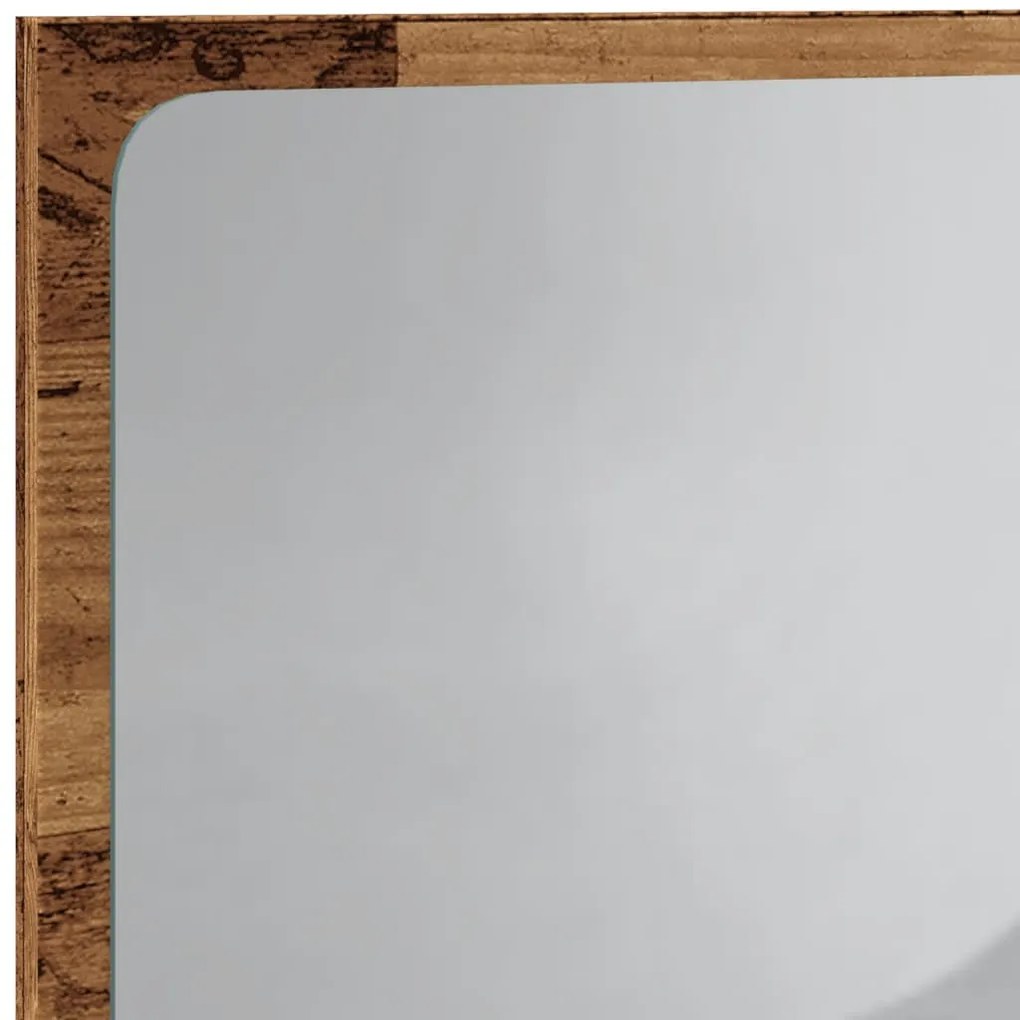 Espelho de casa de banho c/ luz LED 60x8,5x38 cm madeira velha