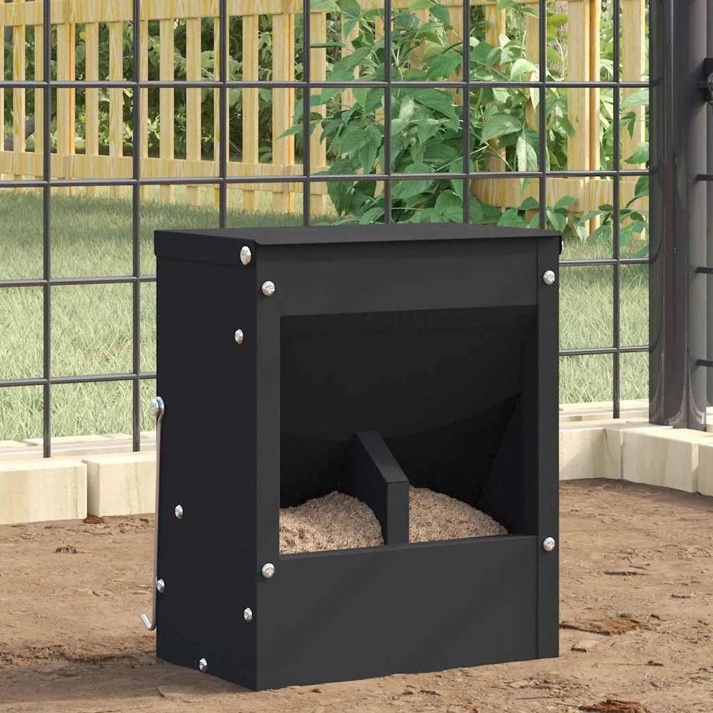 vidaXL Comedouro para Coelhos Preto 20 x 12,5 x 25 cm